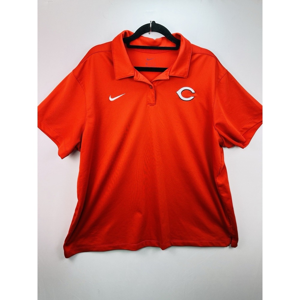 Nike Cincinnati Reds Polo Shirt Unisex XXL Red Dri Fit MLB Baseball Team Issued